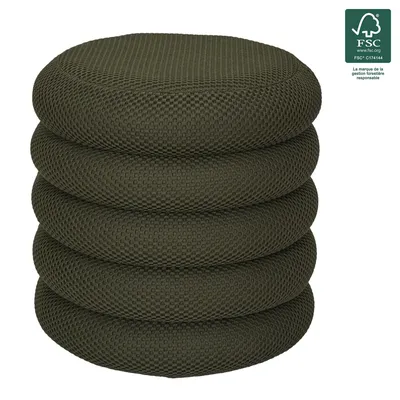 Pufa MEBLIVA Atom, Tkanina, Okrągła, Schowek - Khaki