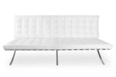 Sofa MEBLIVA BA2 2 Osobowa, Nowoczesna Ekoskóra - Biała