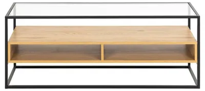 Szafka RTV MEBLIVA Randolf Szkło/Dąb, 120 cm - Czarny