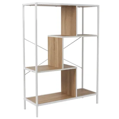 Regał MEBLIVA Rack M, Metal I MDF, Nowoczesny - Biały