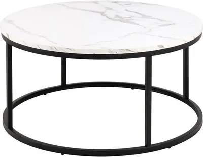 Stolik Kawowy MEBLIVA Spiro Okrągły 80 cm, MDF - Biały/Czarny