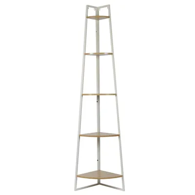 Regał Corner Narożny MEBLIVA, 180 cm, 5 Półek, Loftowy - Biały