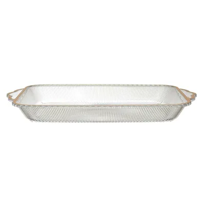 Taca MEBLIVA Mirage 41cm, Transparentna Z Złotym Brzegiem - Złoty