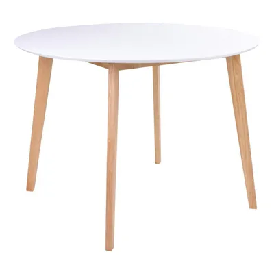 Stół MEBLIVA Vojens Okrągły 105cm MDF, Biały - Naturalny