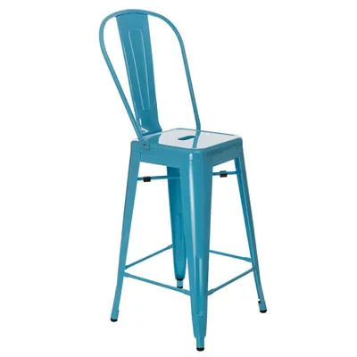 Hoker Barowy MEBLIVA Paris Back 66cm Metal Nowoczesny - Niebieski