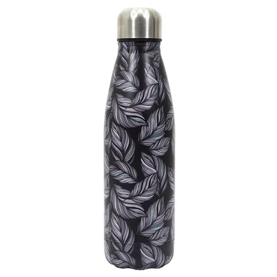 Butelka Termiczna MEBLIVA Flower, Metal 500ml - Czarna