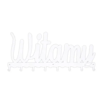Wieszak Ścienny MEBLIVA Witamy Metalowy 8 Haczyków - Biały