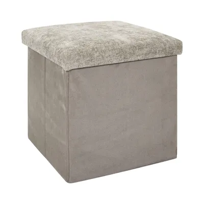 Pufa MEBLIVA Vels Taupe Schowek 38x38 cm - Szary