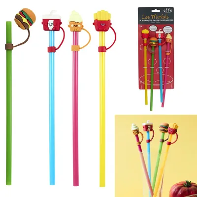 Zestaw Słomek MEBLIVA Fast Food, Polipropylen, 24 cm - Żółty