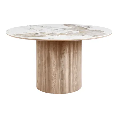 Stół MEBLIVA Athens Blat Ceramiczny Nowoczesny, 140 cm - Biały/Brązowy