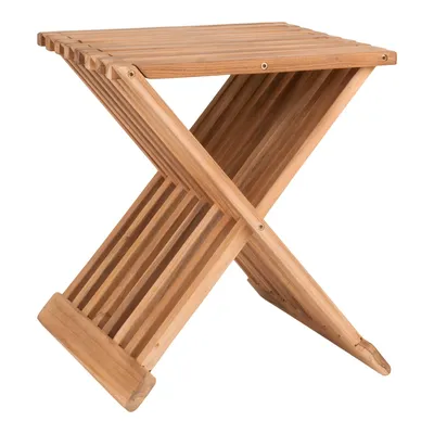 Stołek MEBLIVA Erto Z Drewna Tekowego, Wysokość 45 cm - Naturalny