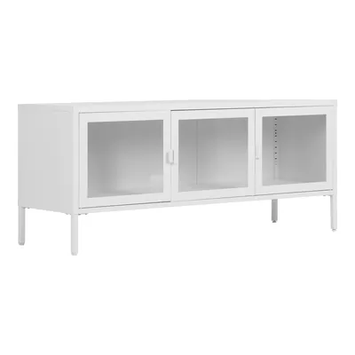 Szafka RTV MEBLIVA Brisbane, Stal Nowoczesna 130 cm - Biała