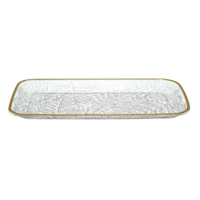 Taca MEBLIVA Mirage 34cm, Transparentna Z Złotym Brzegiem - Plastikowa