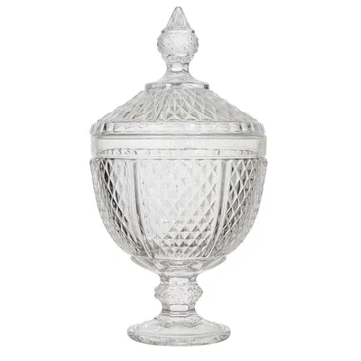 Szklana Bomboniera MEBLIVA Diamond 31cm, Glamour - Transparentna