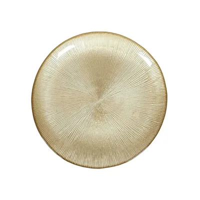 Talerz Obiadowy MEBLIVA Dore Szklany, Nowoczesny Design - Złoty