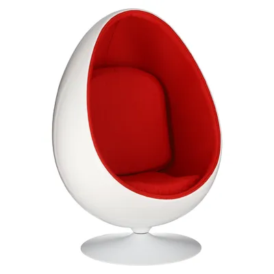 Fotel Obrotowy MEBLIVA Ovalia Chair, Wełna Nowoczesny - Biało-Czerwony