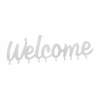 Wieszak Ścienny MEBLIVA Welcome Metalowy 10 Haczyków - Biały