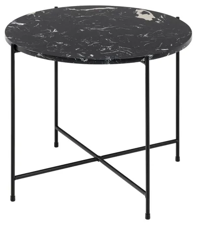 Stolik Kawowy MEBLIVA Avila Marmur Okrągły 52 cm - Czarny