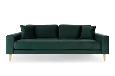 Sofa MEBLIVA Lido 3 Osobowa Aksamit Skandynawski - Butelkowa Zieleń