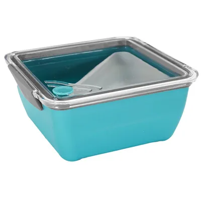 Lunch Box MEBLIVA Divided Z Widelcem, 2,6l - Niebieski Jasny