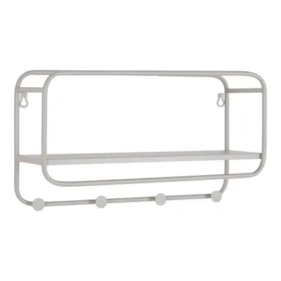 Wieszak Ścienny Z Półką MEBLIVA Feira 45x15cm, Metal Skandynawski - Szary