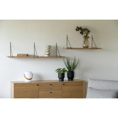 Półka Ścienna MEBLIVA Chiba 120 cm Drewno Metal - Czarna