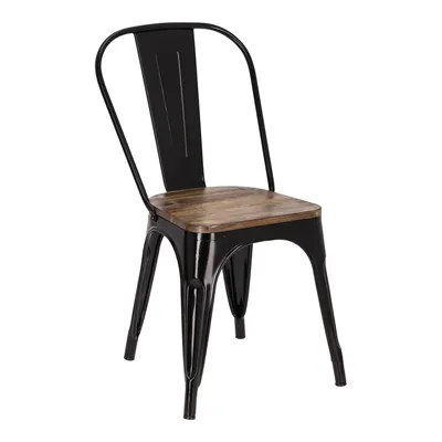 Krzesło MEBLIVA Paris Wood Drewno Sosnowe Metal - Czarny