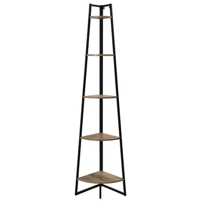 Regał Narożny MEBLIVA Corner II Metal 5 Półek - Czarny