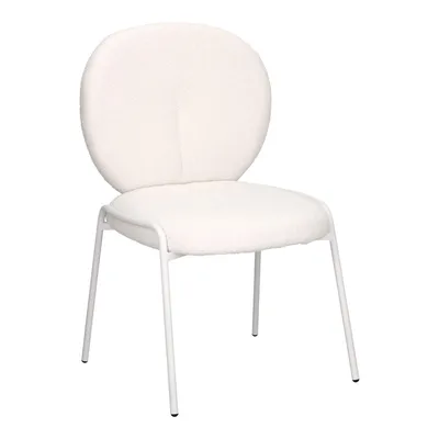 Krzesło MEBLIVA Bianco Tapicerowane Bouclé, Styl Boho - Białe