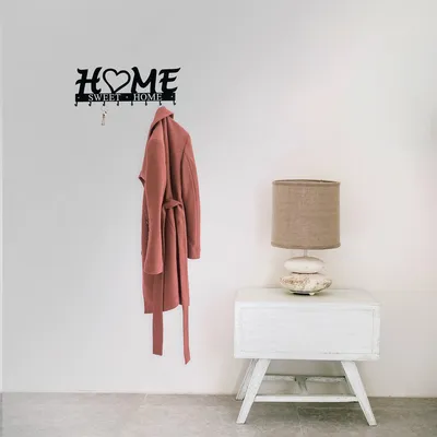 Wieszak Ścienny MEBLIVA Home Sweet Home Metal 8 Uchwytów - Czarny