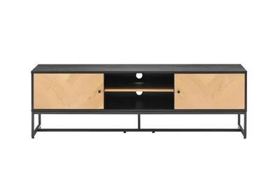Szafka RTV MEBLIVA Clar 160 cm, Dąb Skandynawski - Czarny