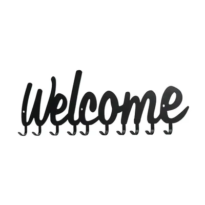 Wieszak Ścienny MEBLIVA Welcome Metal Industrialny - Czarny