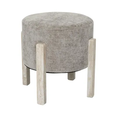 Puf MEBLIVA Scott Taupe Trawertyn - Okrągły, 35 cm - Szary