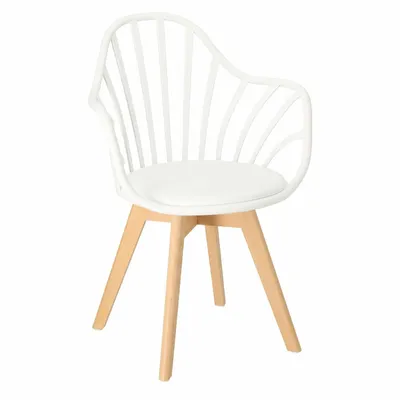 Krzesło MEBLIVA Sirena Z Podłokietnikami, Skandynawski Design - Białe