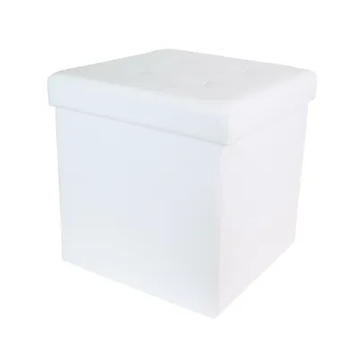 Pufa MEBLIVA Vels Skóra Ekologiczna 38x38 cm - Biała