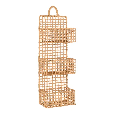Półka Ścienna MEBLIVA Sines, Metal I Rattan, Rustykalny Styl - Beżowy