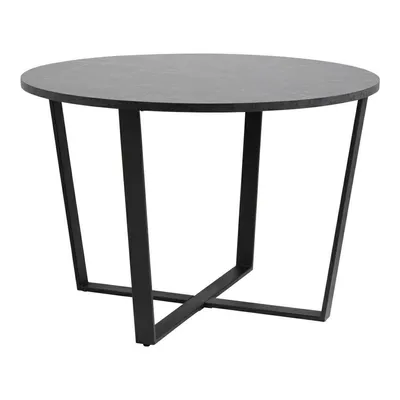 Stół Do Jadalni MEBLIVA Amble Marmurowy Okrągły 110 cm - Czarny
