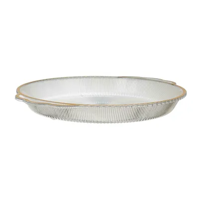 Taca MEBLIVA Mirage Owalna 38,5cm, Transparentna - Złoty Brzeg