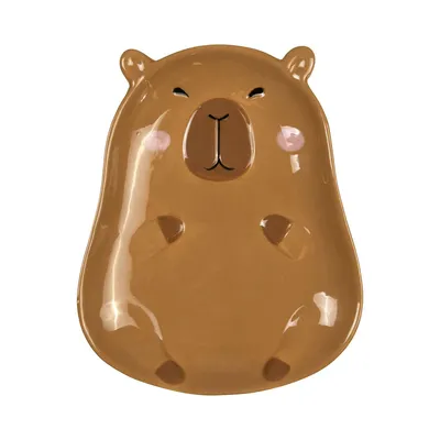 Talerz Obiadowy MEBLIVA Kapibara Ceramiczny, Owalny 17,5 cm - Brązowy