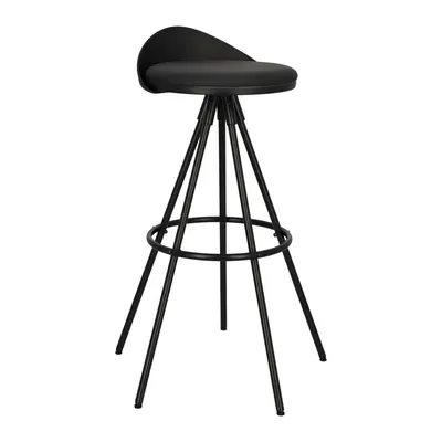 Stołek Barowy MEBLIVA Nagzari, Ekoskóra, Loftowy Design - Czarny