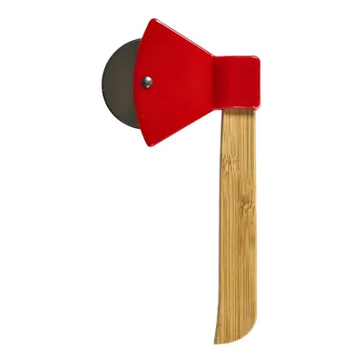 Nóż Do Pizzy MEBLIVA Siekierka Bambusowy 21 cm - Czerwony
