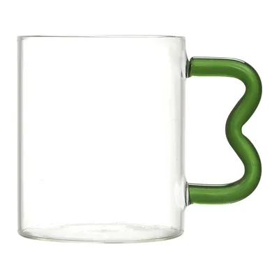 Kubek Szklany MEBLIVA Zig Zag 350ml, Szkło Transparentne - Zielony