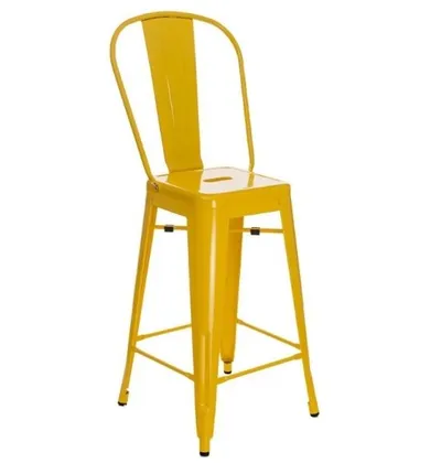 Hoker Barowy MEBLIVA Paris Back 66cm Metal Inspirowany Tolix - Żółty