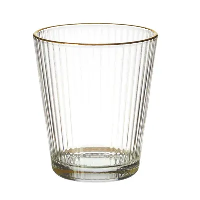 Szklanka Gold Edge MEBLIVA 300ml - Szkło Z Złotą Obwódką - Transparentny