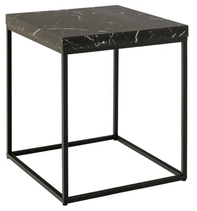 Stolik Kawowy MEBLIVA Barossa 40x40cm, Czarny Marmur - Nowoczesny