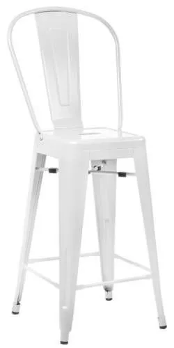 Hoker Barowy MEBLIVA Paris Back 66cm Metalowy, Nowoczesny - Biały