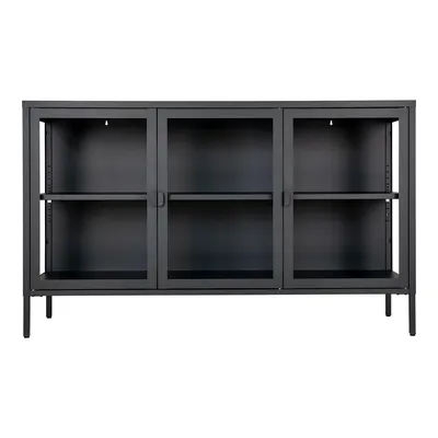 Komoda RTV MEBLIVA Brisbane Metalowa Loftowa 140 cm - Czarna
