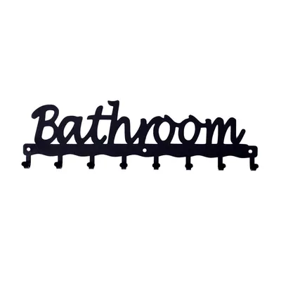 Wieszak Ścienny MEBLIVA Bathroom Metalowy 8 Uchwytów - Czarny