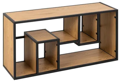 Półka Naścienna MEBLIVA Seaford III Metal/MDF - Dąb/Czarny