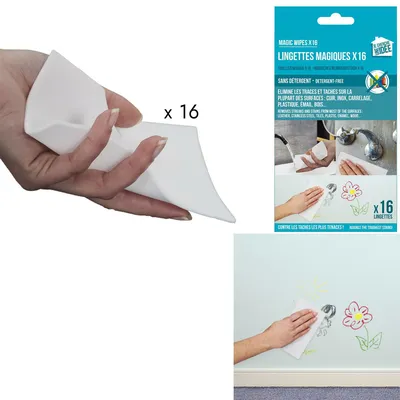 Zestaw 16 Magicznych Ściereczek MEBLIVA, Pianka Melaminowa - Biały